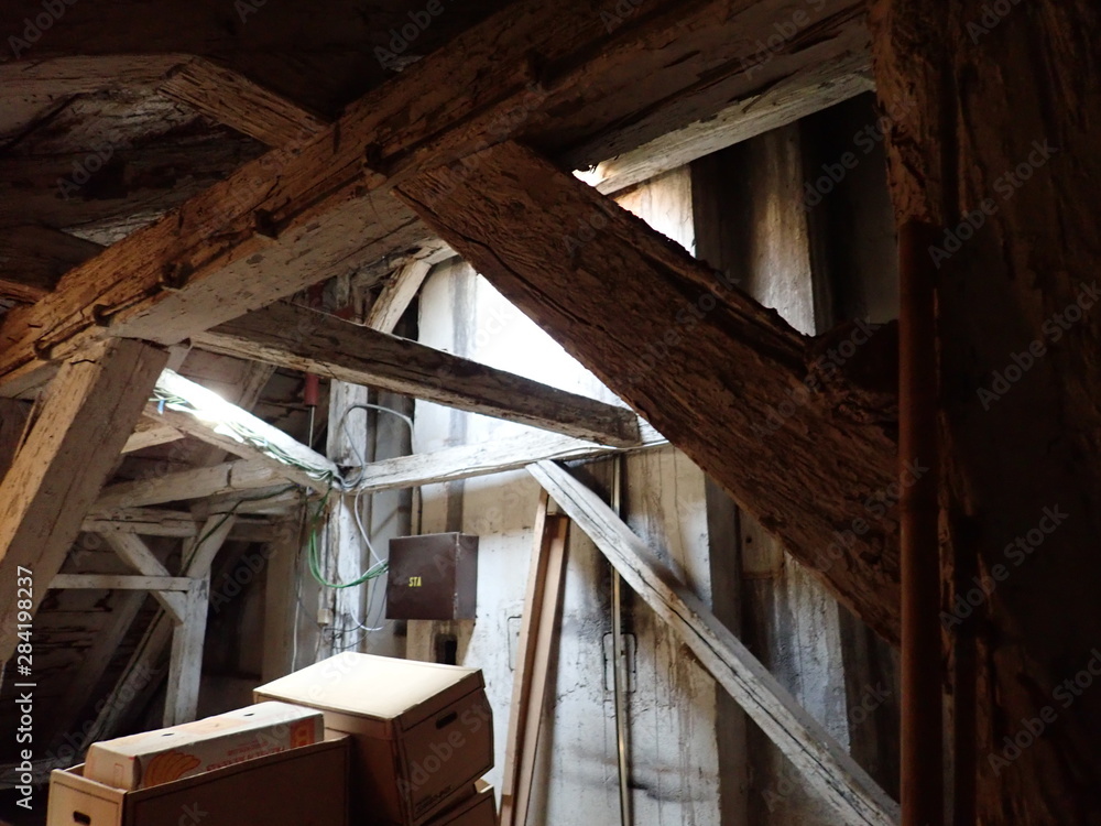 Fototapeta premium old wooden roof beam structure