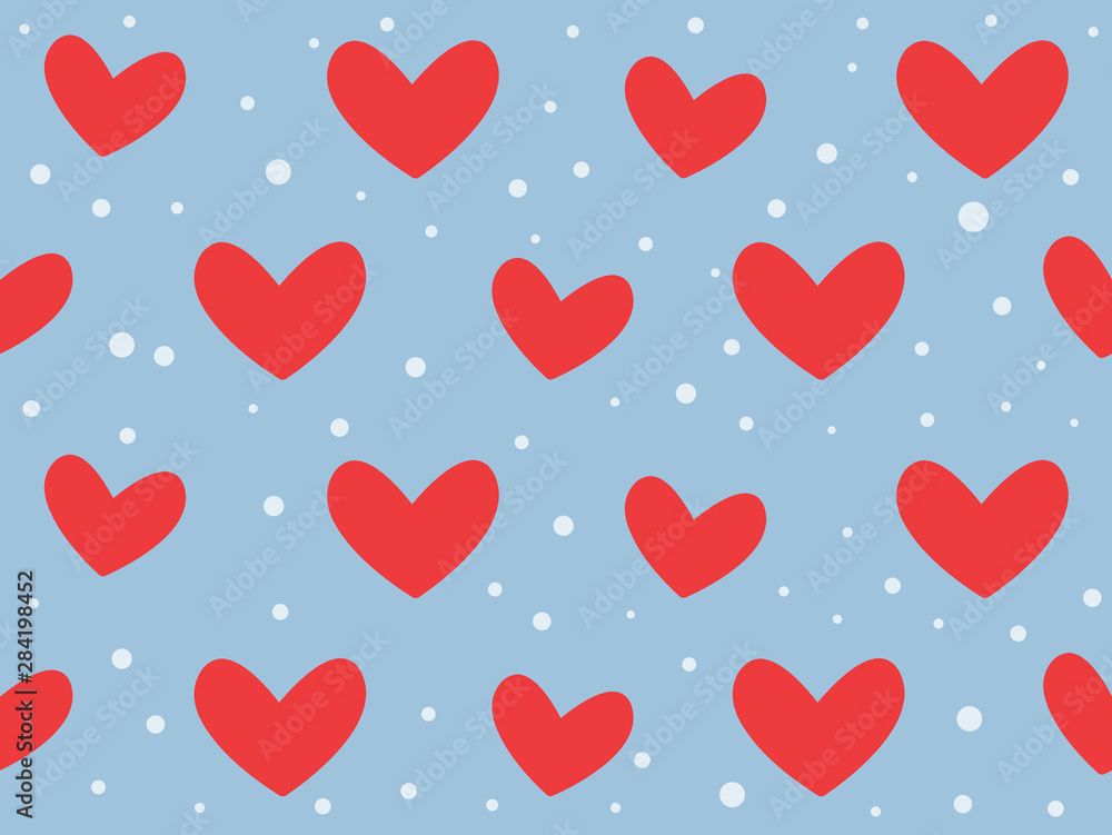 seamless pattern with hearts on blue background
