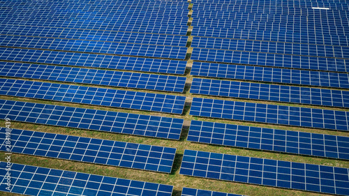 Solar panels in aerial view