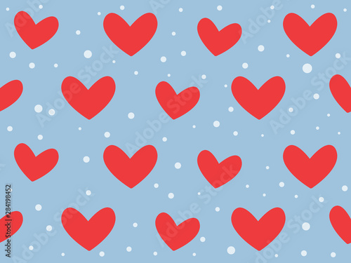 seamless pattern with hearts on blue background