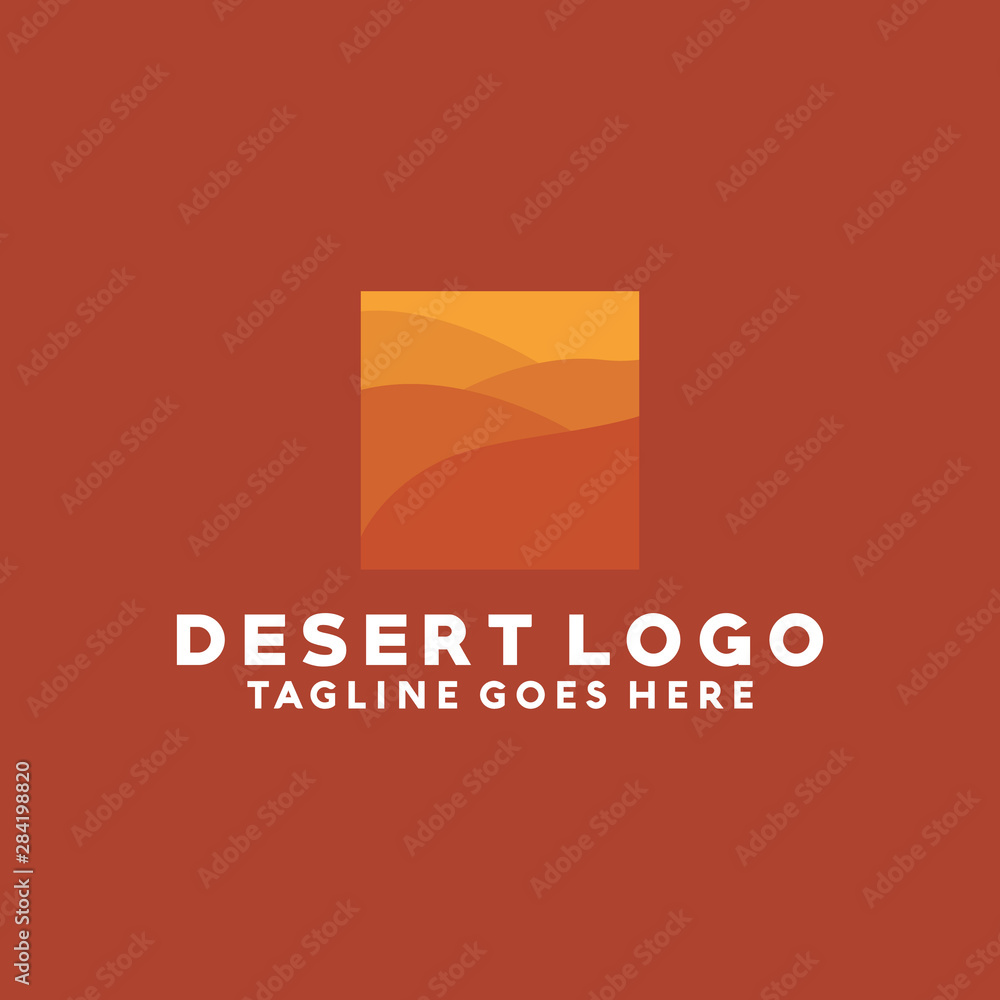 Fototapeta premium Desert Logo Vector Logo Design Template. Emblem and Modern Icon. Badge And Flat Color Symbol.