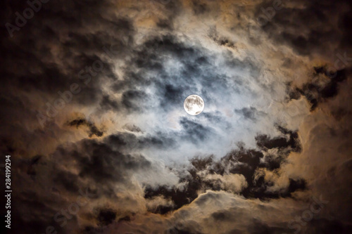 Full Moon and Colorful Clouds