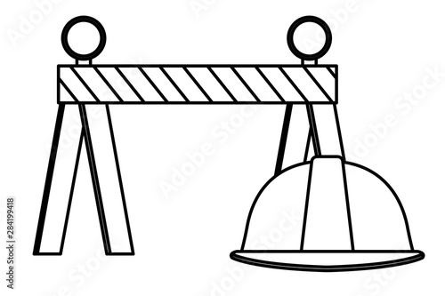 Construction tools and equipment cartoons in black and white