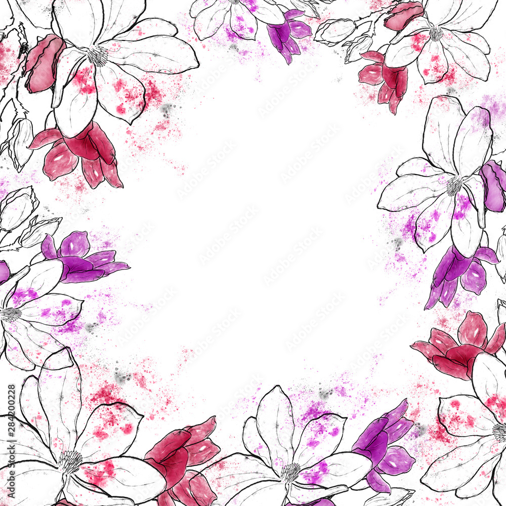 abstract floral background with flowers frame abstract floral background with flowers frame