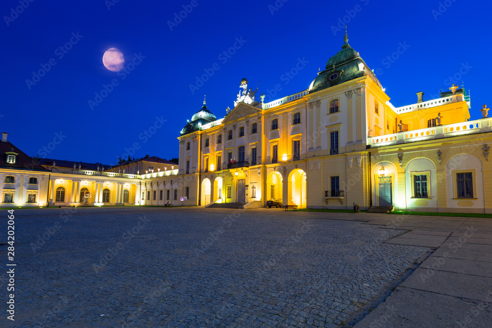 Amazing architecture of the Branicki Palace in Bialystok at night, Poland