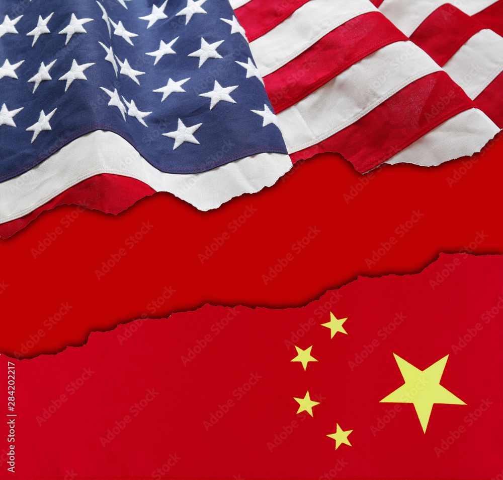 Fototapeta premium American and China flags