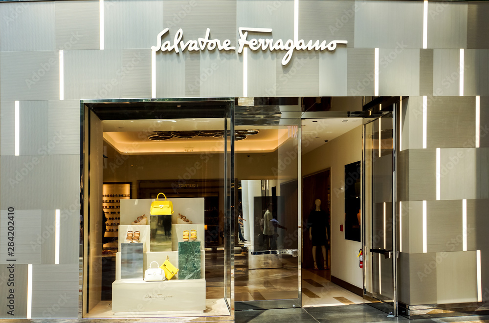 Detail of the Salvatore Ferragamo store in New York. It is an Italian  luxury goods company, with headquarters in Florence founded at 1927. foto  de Stock | Adobe Stock