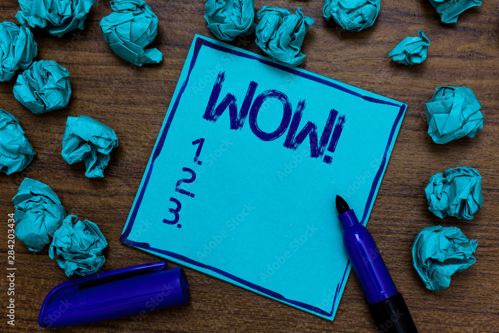 Handwriting text Wow Motivational Call. Concept meaning Expression of  somebody speechless amazed overjoyed Cyan paper imagination idea thoughts  mistakes several tries marker pen Stock Photo | Adobe Stock