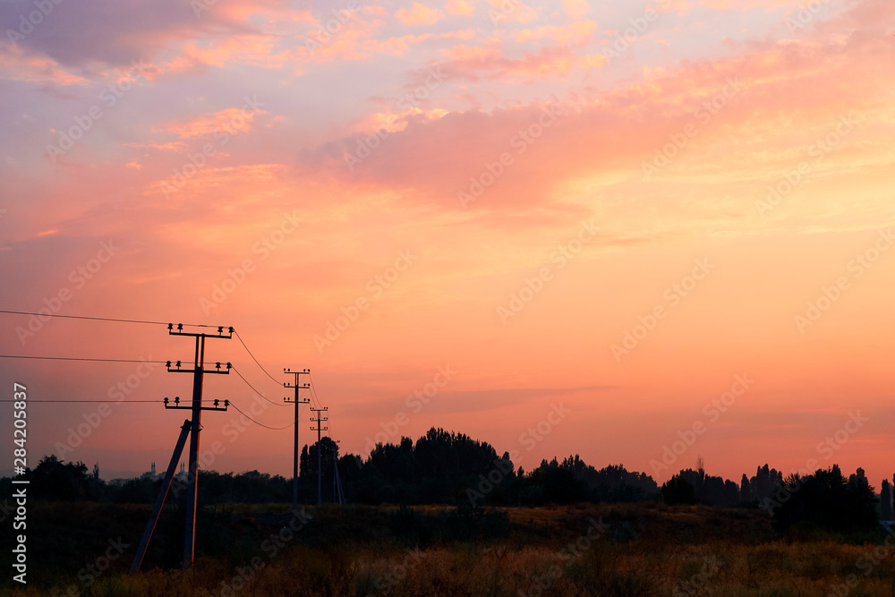 Light through the clouds against the backdrop of an exciting, vibrant sky at sunset. panorama, nature composition, nature background picture, copy space Light through the clouds against the backdrop of an exciting, vibrant sky at sunset. panorama, nature composition, nature background picture, copy space