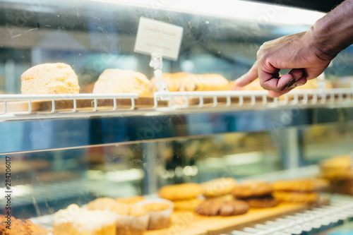 Customer choosing his food to eat
