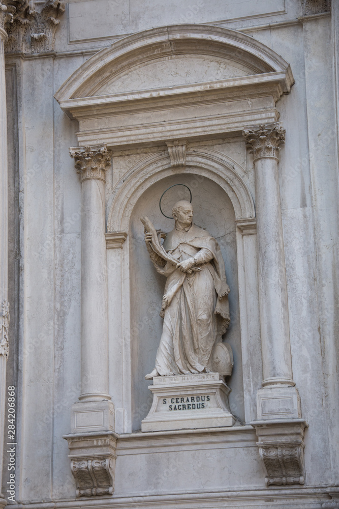 Statue of St. Gerard(Gerard Sagredo) in San Rocco, Venice,Italy 2019