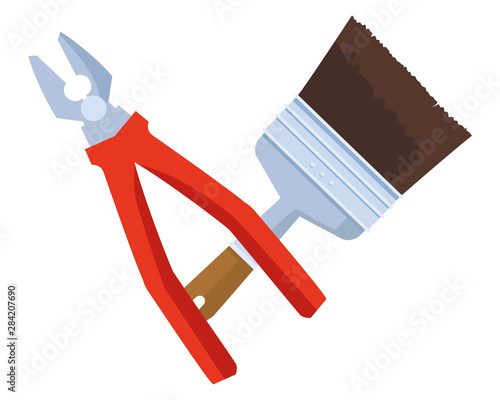 Construction tools crossed cartoon symbol