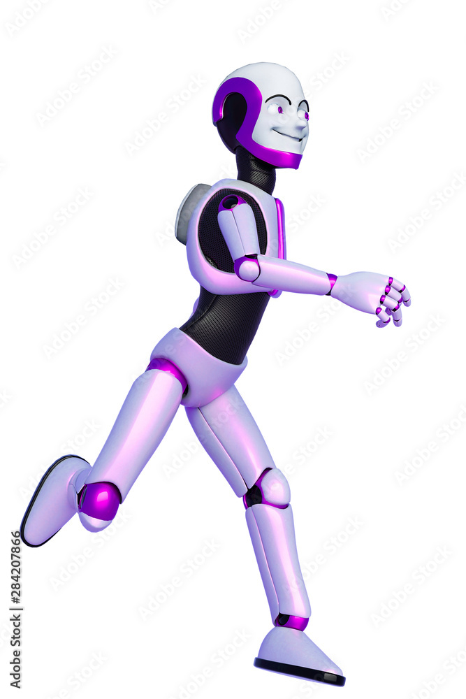 robot boy cartoon happy walk