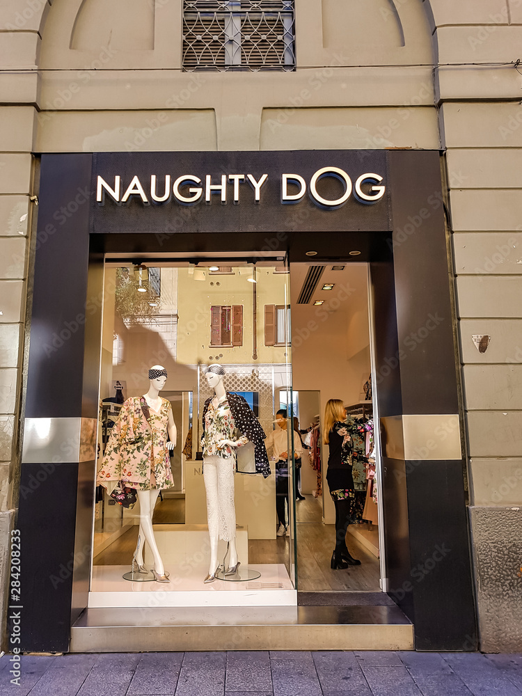 Detail from Naughty Dog store in Milan, Italy. It is an Italian fashion  brand based in Milan. Stock Photo | Adobe Stock