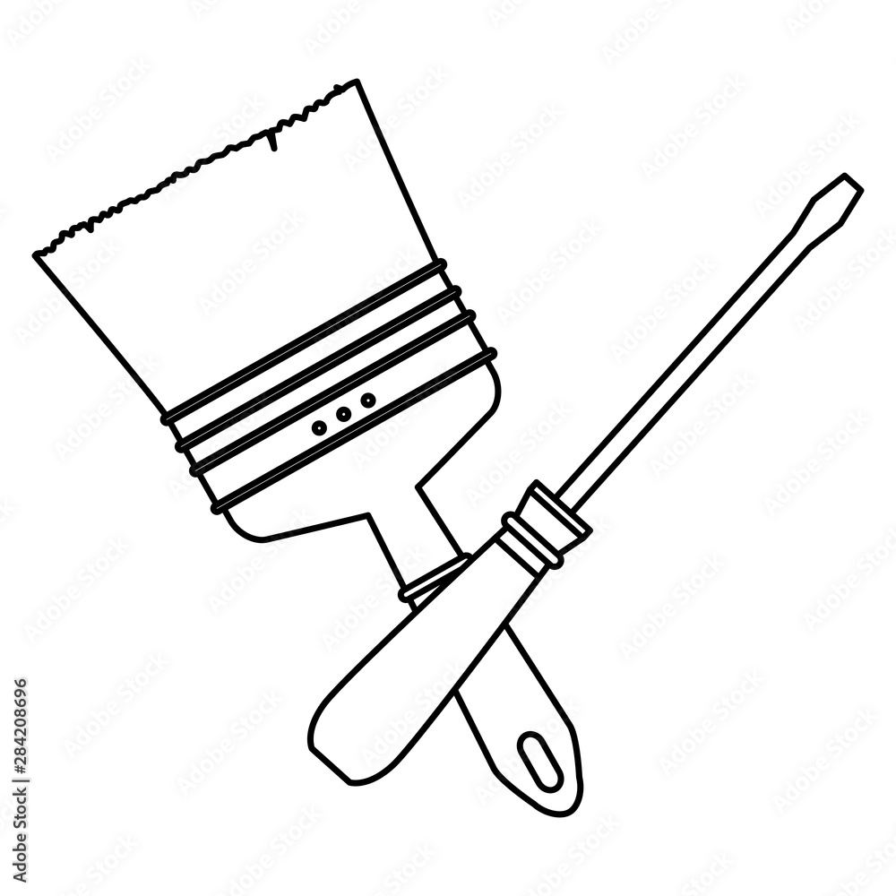 Construction tools crossed cartoon symbol in black and white Construction tools crossed cartoon symbol in black and white