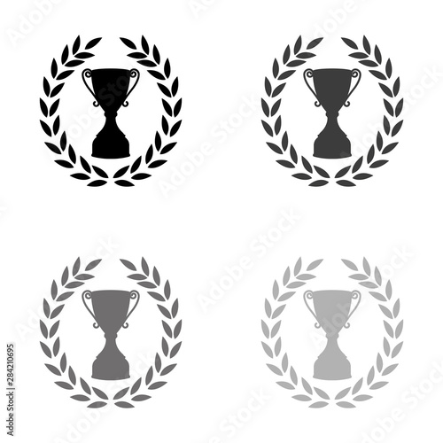 .Cup with wreath - black vector icon