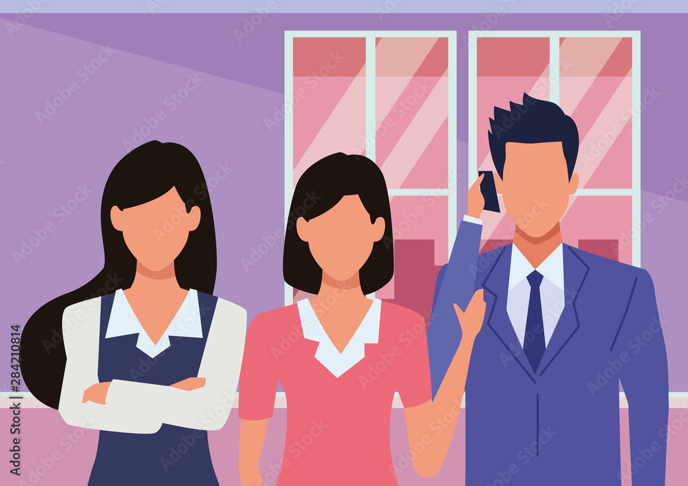 Executive business workers with tools Executive business workers with tools