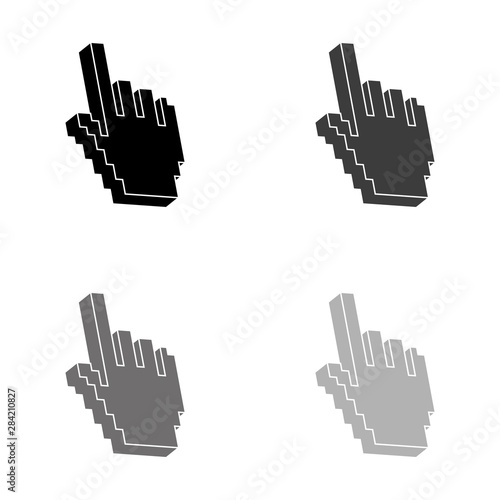 .pixel hand - black vector icon