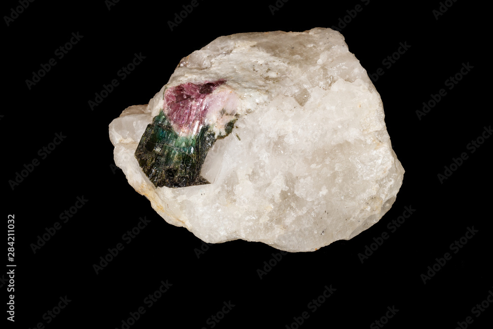 macro mineral tourmaline stone on black background macro mineral tourmaline stone on black background