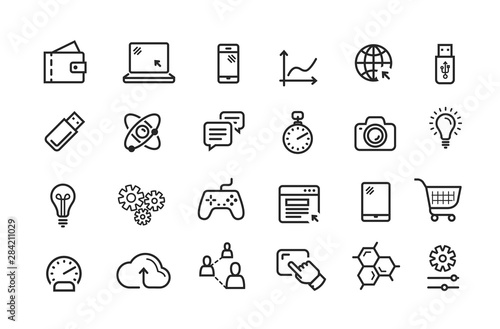 Line icon set. Collection vector black outline logo for mobile apps web or site design