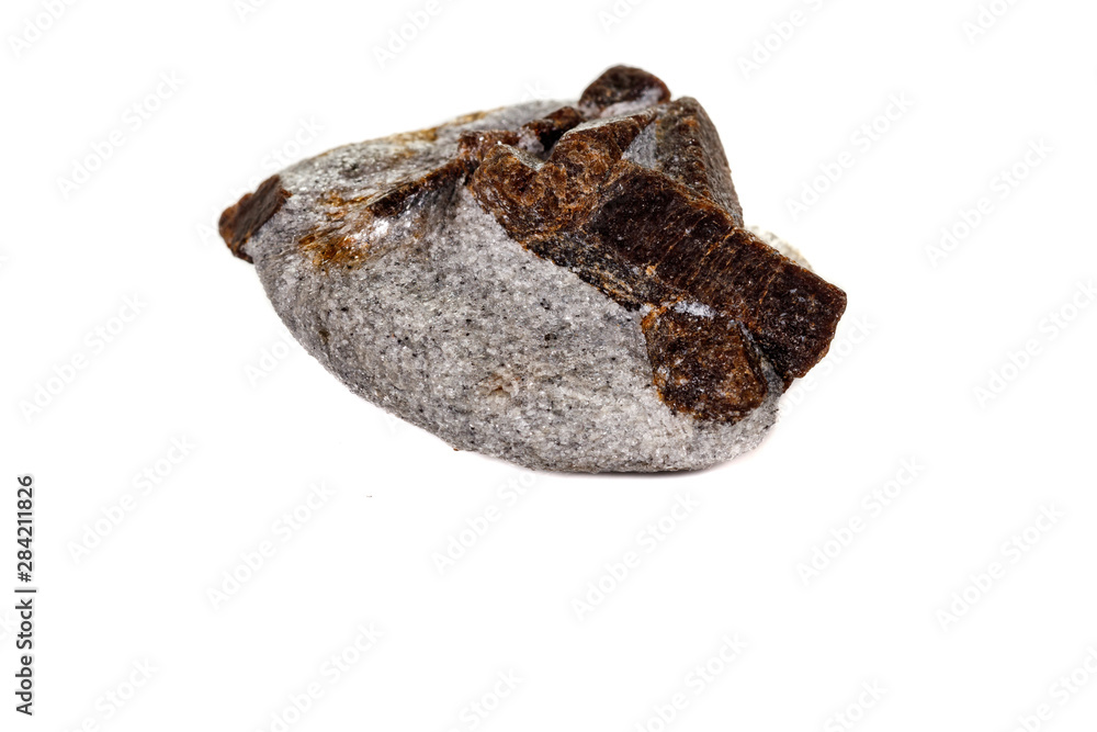 macro mineral stone Staurolite on a white background macro mineral stone Staurolite on a white background