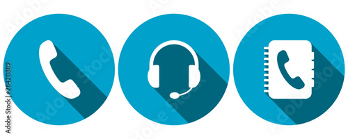 Symbols for telephone, headset and phone book