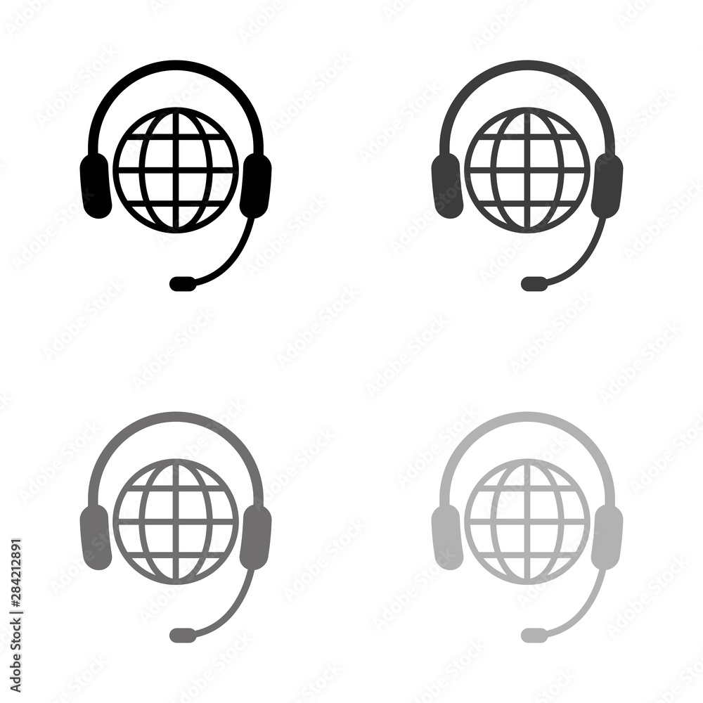 .Headphone for support or service - black vector icon .Headphone for support or service - black vector icon