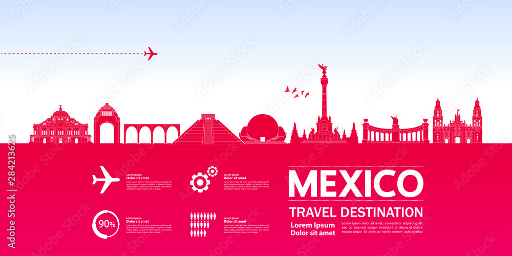 Mexico travel destination grand vector illustration.