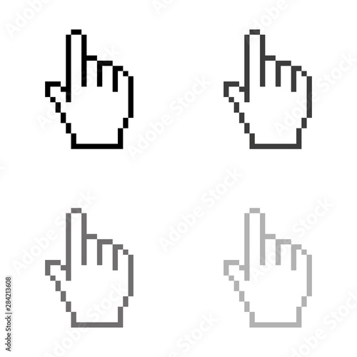 .pixel hand - black vector icon