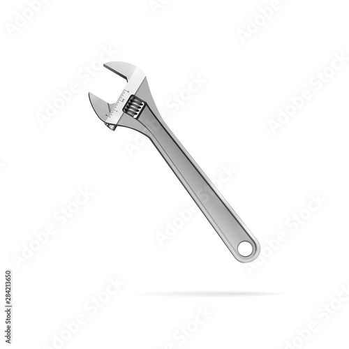 Isolated realistic adjustable wrench on a white background. Vector illustration.