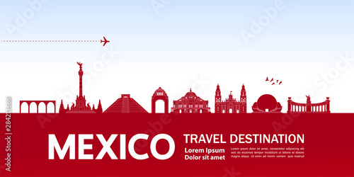 Mexico travel destination grand vector illustration.