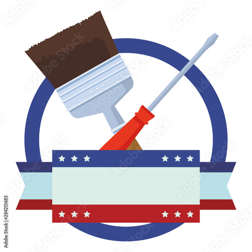 Construction tools crossed cartoon symbol