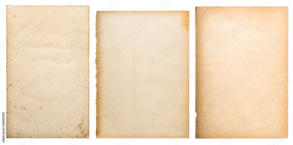 Old paper texture background worn book page isolated
