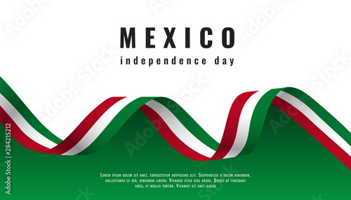 Viva Mexico background with ribbon Independence day vector