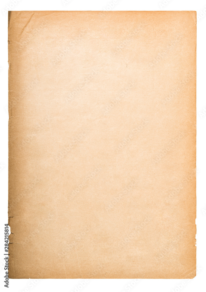 Used paper sheet Old book page isolated white background