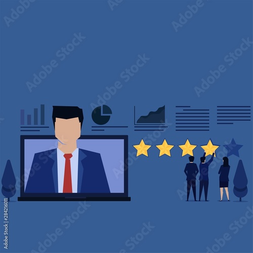 Business team give rating for a job from freelancer.