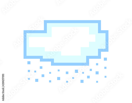 Vector pixel art cloud with falling snow