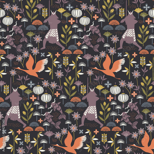 Samurai pattern seamless design illustration
