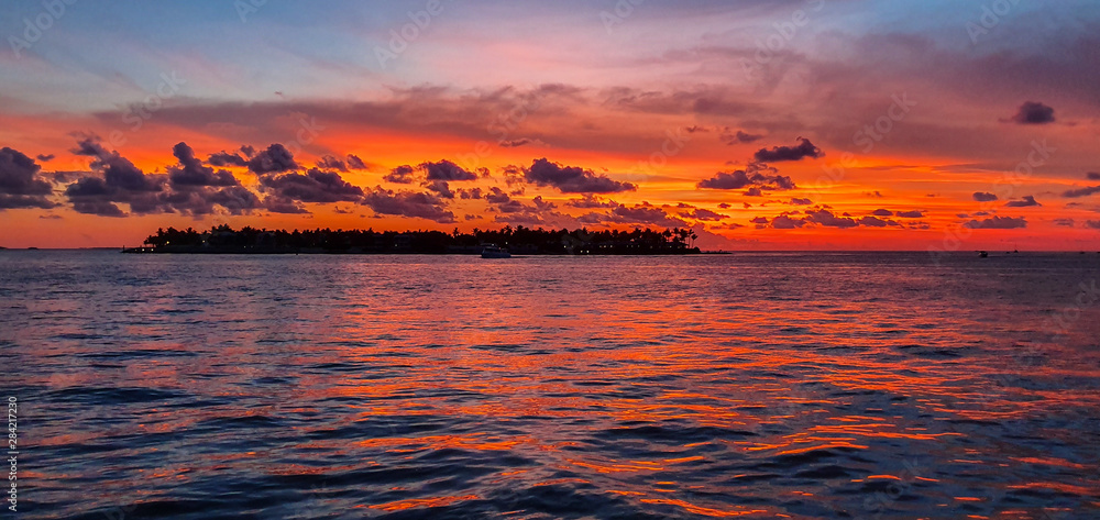 Colorful sunset in Key West. Miami, Florida