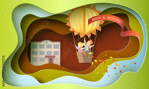 Back to school 1 september card with kids