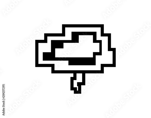 Vector pixel art cloud with thunderbolt