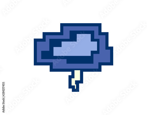 Vector colorful pixel art cloud with thunderbolt