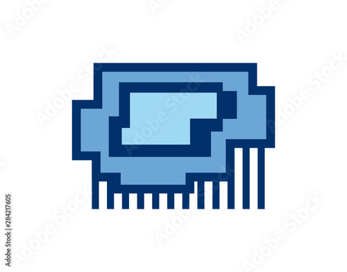 Vector colorful pixel art raining cloud, icon