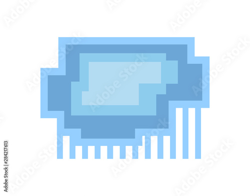 Vector colorful pixel art raining cloud, icon