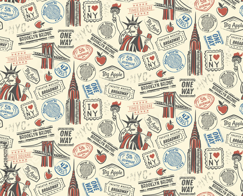New York pattern seamless design illustration