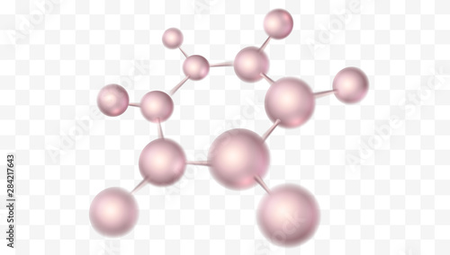 3d molecule vector design. Science abstract isolated element with molecular structure. Atoms model illustration, scientific banner for medicine, biology, chemistry or physics template