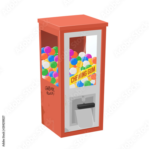 funny cartoon illustration of a gumball machine