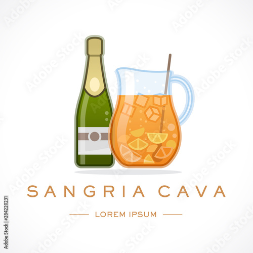Fotografie, Obraz Spain Cava Sangria Design Logo Template and Text