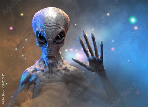 Obraz na płótnie gray alien. 3d render