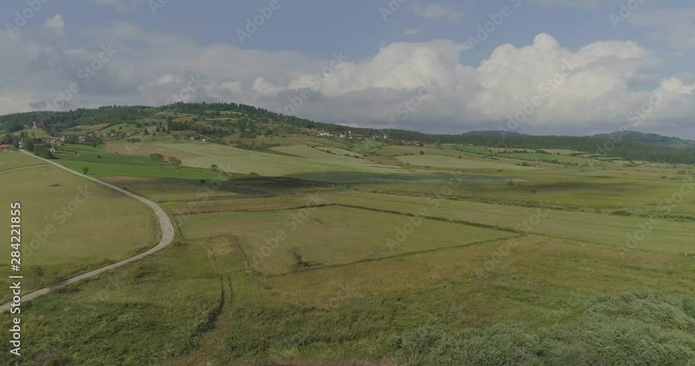 Aerial view on forest and green fields in the beautiful nature. Aerial view on forest and green fields in the beautiful nature.